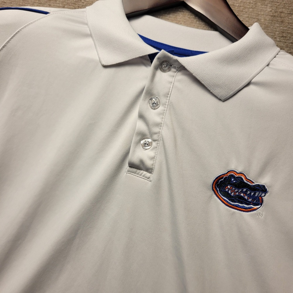 Chiliwear Polo Shirt Mens XL White Blue Florida Gators Embroidered Performance